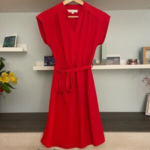 Monteau Red Cap Sleeve Flowy Lightweight Midi Dress